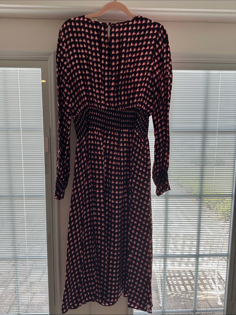 kate spade Black and Pink Long-Sleeve Printed Midi Dress - Picture 6 of 6